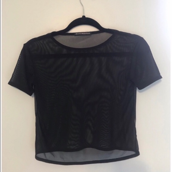 BRANDY MELVILLE Black Mesh Slight Crop top - Picture 3 of 3